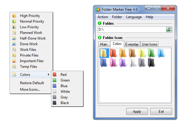 Скриншот примера маркера папки Windows 10