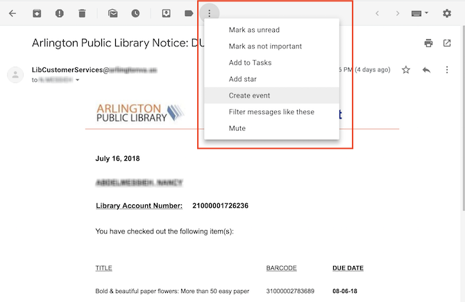 Как избежать поздней оплаты библиотеки с помощью Google Calendar Google Calendar Gmail 1