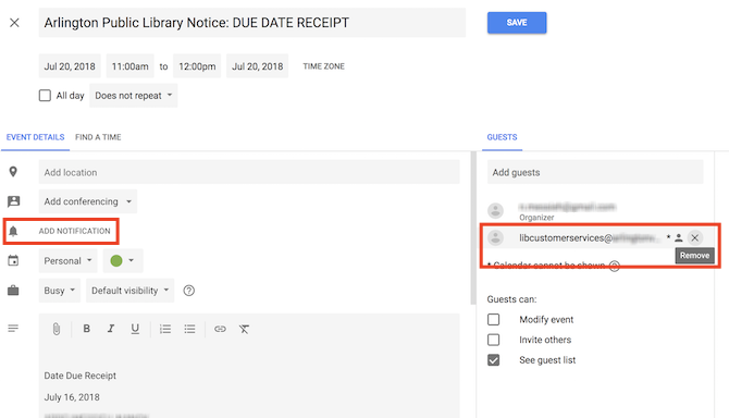 Как избежать поздней оплаты библиотеки, используя Календарь Google Календарь Google Gmail 2