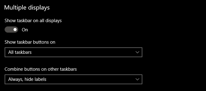 Windows 10 панели задач несколько дисплеев