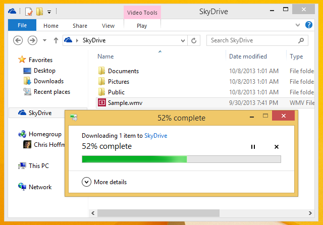 SkyDrive-смарт-файлов, загрузка
