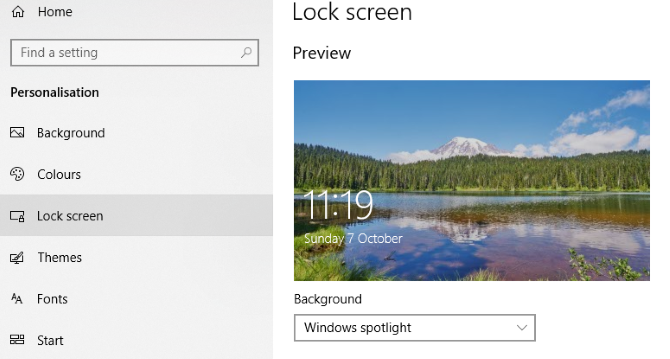 Изменить фон экрана входа в Windows 10