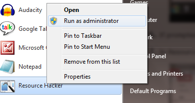 Запуск от имени администратора в Windows 7