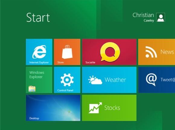 Новый стартовый экран в Windows 8 на базе интерфейса Metro