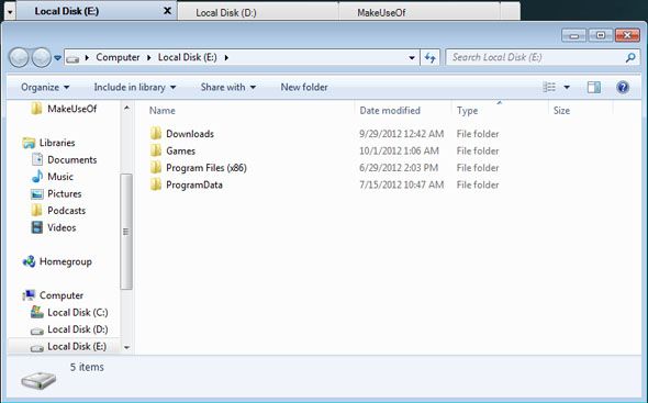 Windows Explorer с вкладками просмотра