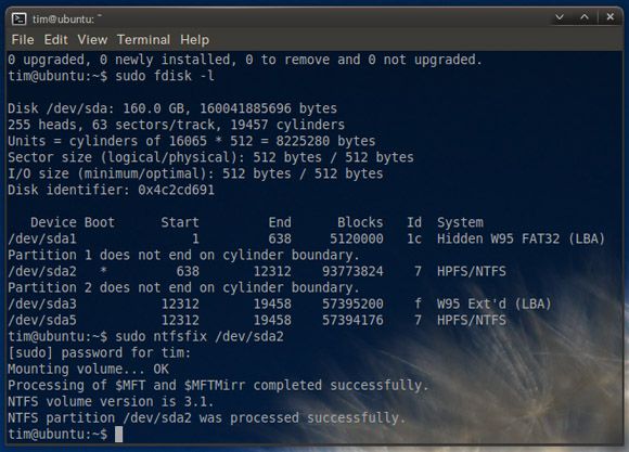 rescue ntfs filesystem from linux