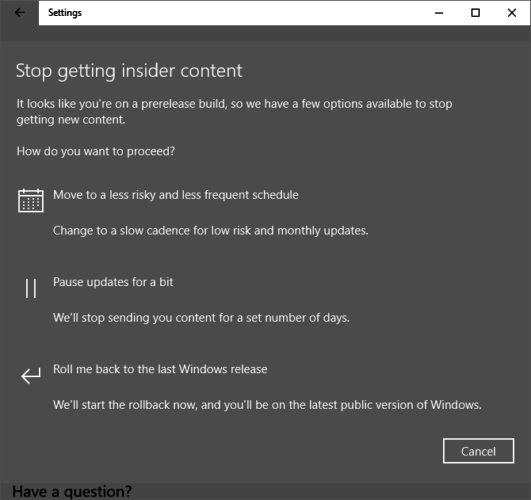 Как получить обновление для создателей Windows 10 сейчас Windows 10 Stop Insider Preview Build 531x500