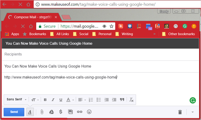 отправить из Gmail расширение Chrome