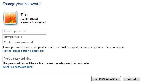Windows 7 Изменить пароль