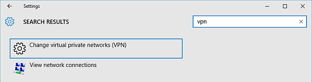 Панель настроек Windows 10 VPN