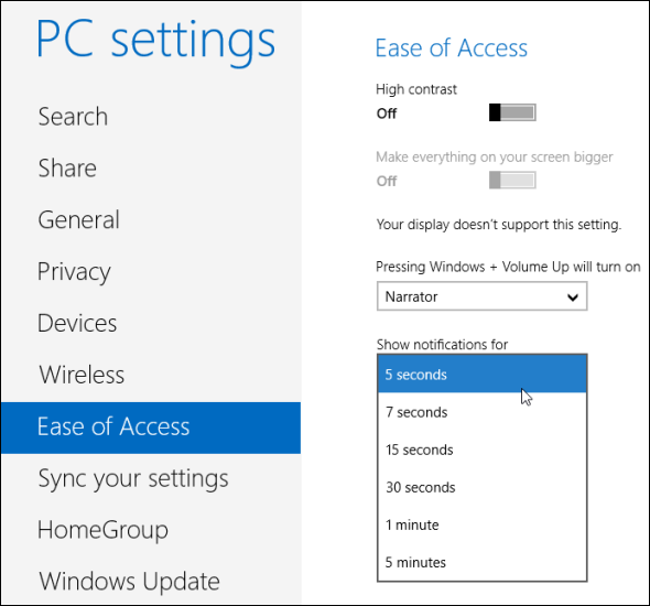 Управление уведомлениями в Windows 8 Windows 8 контролировать время ожидания уведомления