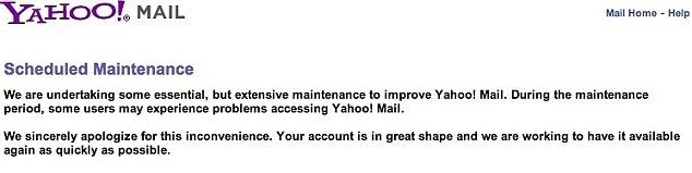 Yahoo почта-отключение электричества