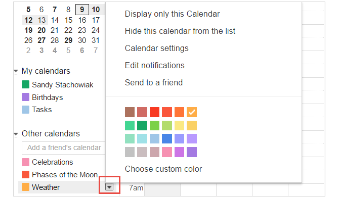 гугл календарь поменять цвета