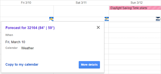 погода в календаре Google