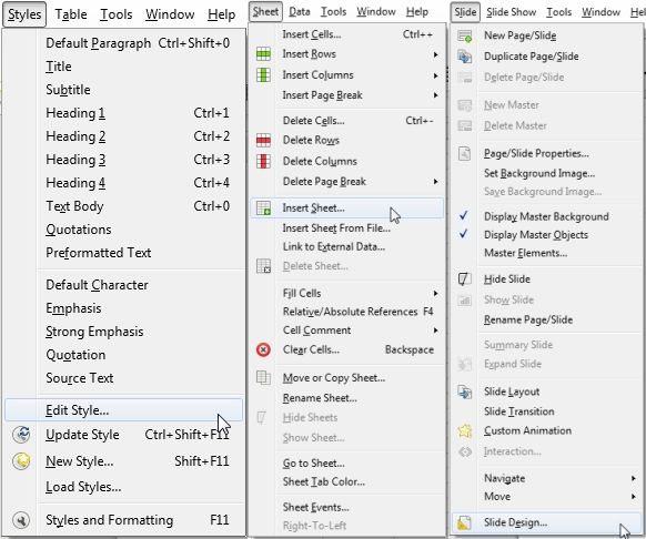 Libre Office 5.1 Новые параметры меню