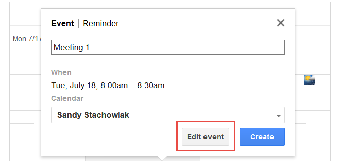 Календарь Google Редактировать события