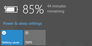 Индикатор батареи Windows 10