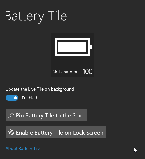 Windows 10 Аккумуляторная плитка