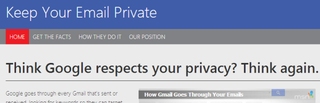 Microsoft стремится заманить пользователей Gmail с помощью веб-сайта сравнительного анализа keepyouremailprivate