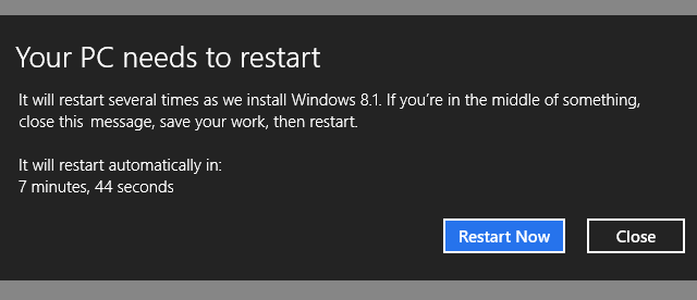 Windows 8.1. Перезапуск установки