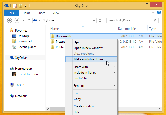 Windows 8 SkyDrive Интеграция
