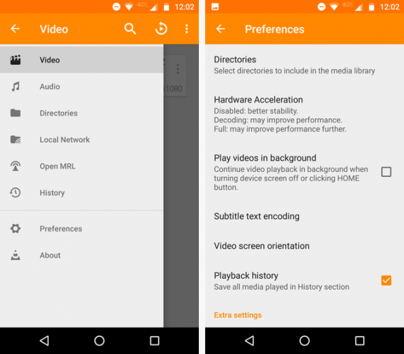 VLC запустить фон на Android