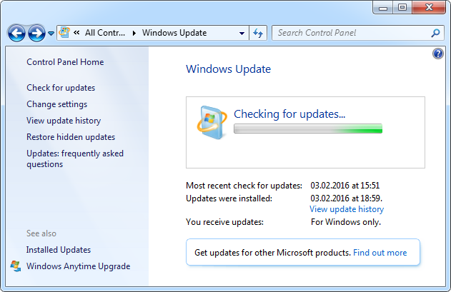Windows 7 Центр обновления Windows