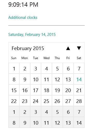 Календарь и часы Windows 10