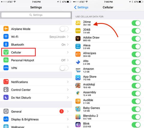 Как отслеживать использование данных для отдельных приложений iOS CellDataiOS1 562x500