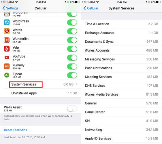 Как отслеживать использование данных для отдельных приложений iOS CellDataiOS2 562x500