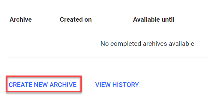 Gmail - Создать новый архив