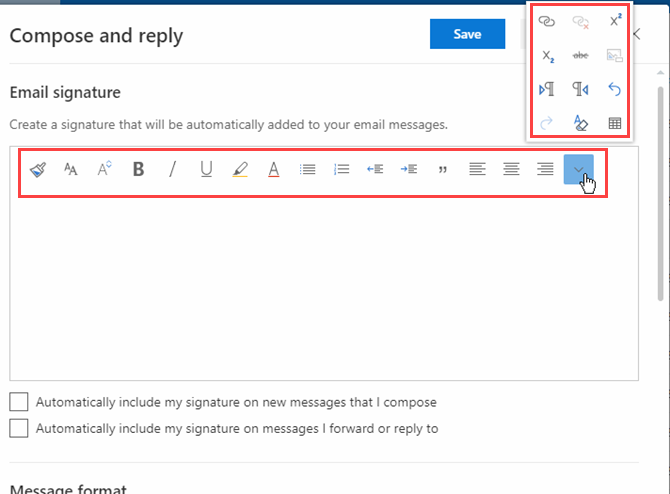 Форматирование подписи в Outlook в Office 365