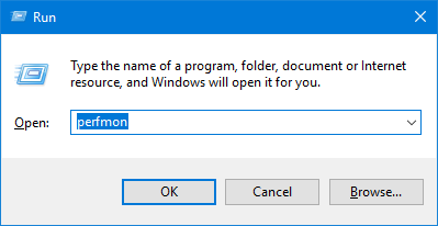 Команда запуска Windows 10 для perfmon