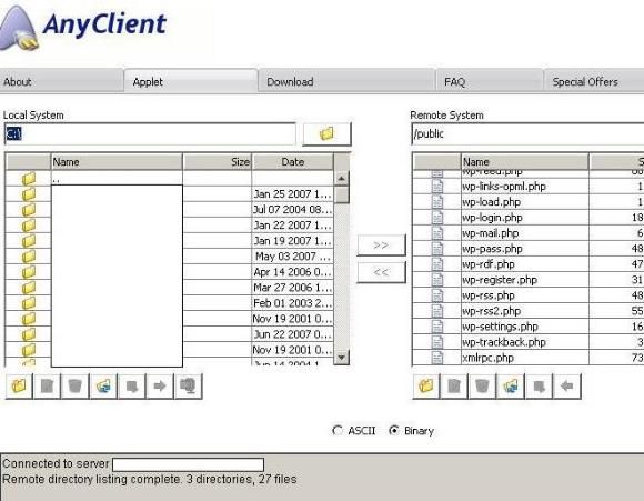 Онлайн FTP-клиенты: используйте FTP Online без установки клиента anyclient2