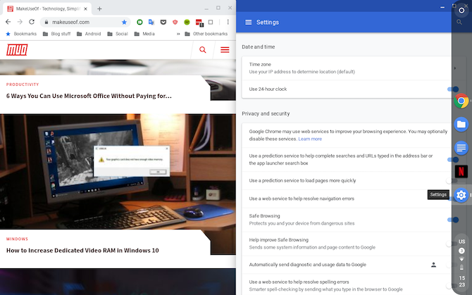 Сплит-экран Chrome OS