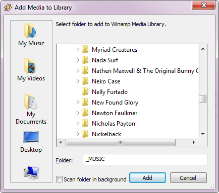 Winamp - Solid Media Player, который отлично справляется с управлением музыкальной коллекцией [Windows] Winamp Добавить медиа в библиотеку