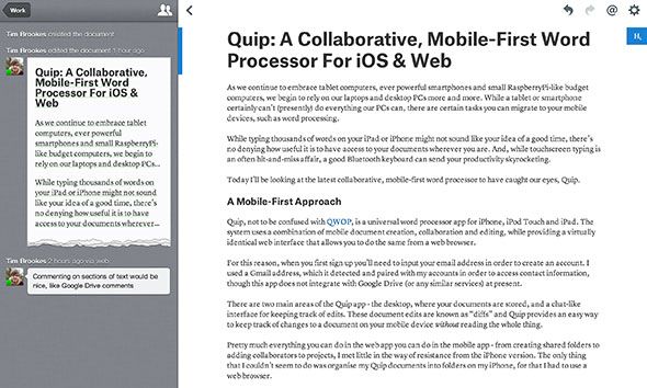 Quip: совместный мобильный текстовый процессор для мобильных устройств для iOS и веб-приложения Quip
