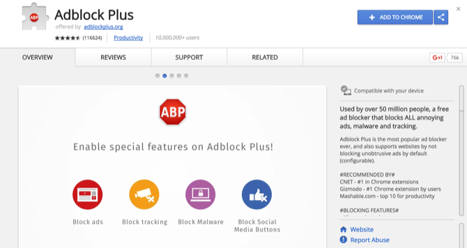 Adblock Plus Chrome Store