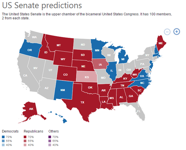Прогнозы Сената США Bing