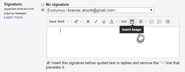 Gmail Signature Box