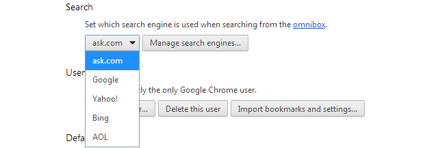 Поисковая система Chrome по умолчанию