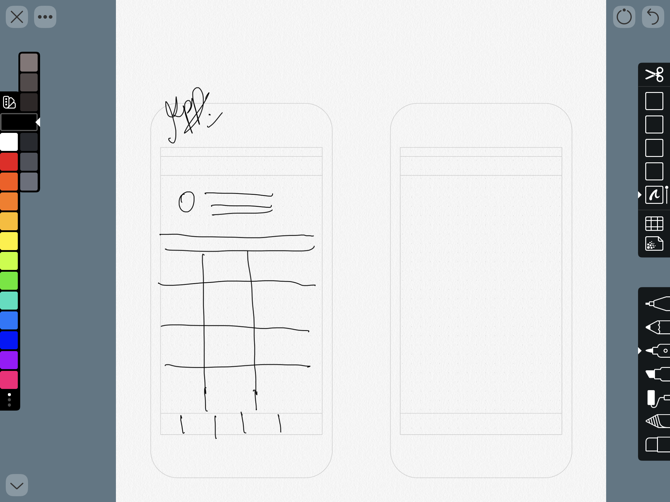 Эскиз прототипа приложения Linea Sketch