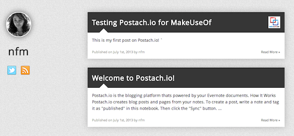 Превратите Evernote в платформу для блогов с помощью снимка экрана Postach.io 2013 07 01 в 12