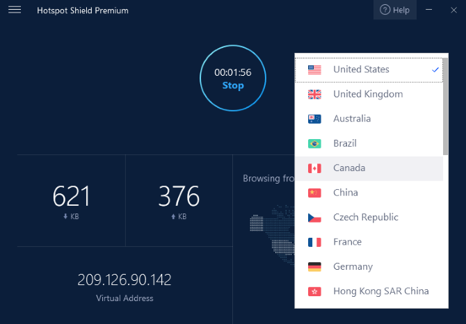 Hotspot Shielf предоставляет VPN-серверы в 25 странах