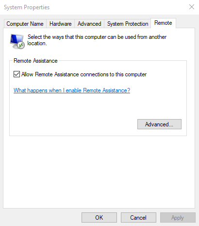 Включить удаленный помощник в Windows 10