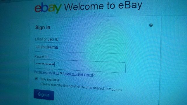 Ий-Ebay-данные нарушение, Войти