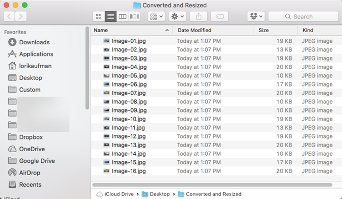 Пакетное преобразование изменить размер изображения Mac Automator