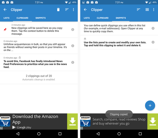 копировать и вставлять на Android - приложение Clipper для Android Clipboard