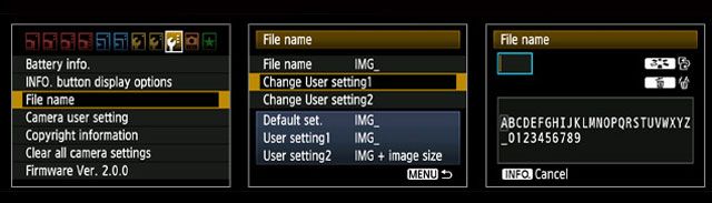 Настройки DSLR - Имя файла