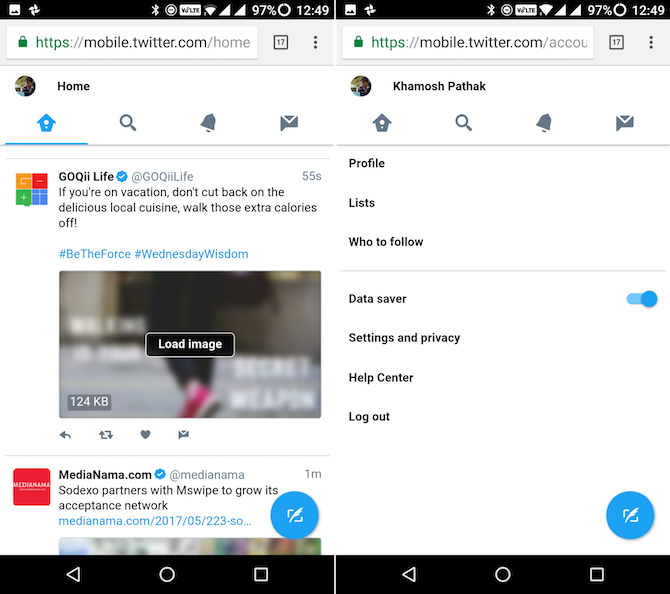 Android Lite приложения Twitter Lite